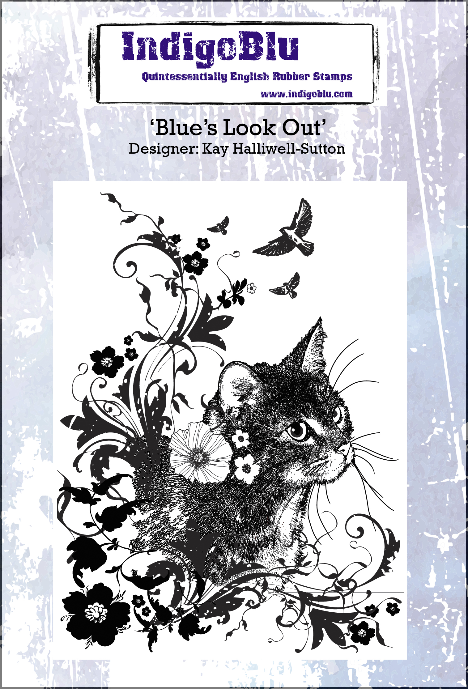 Blues look out A6 Red Rubber Stamp by Kay Halliwell-Sutton